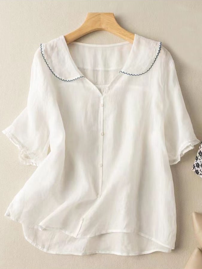 Perla | Elegant Short Shirt – Retro Style and Delicate Details