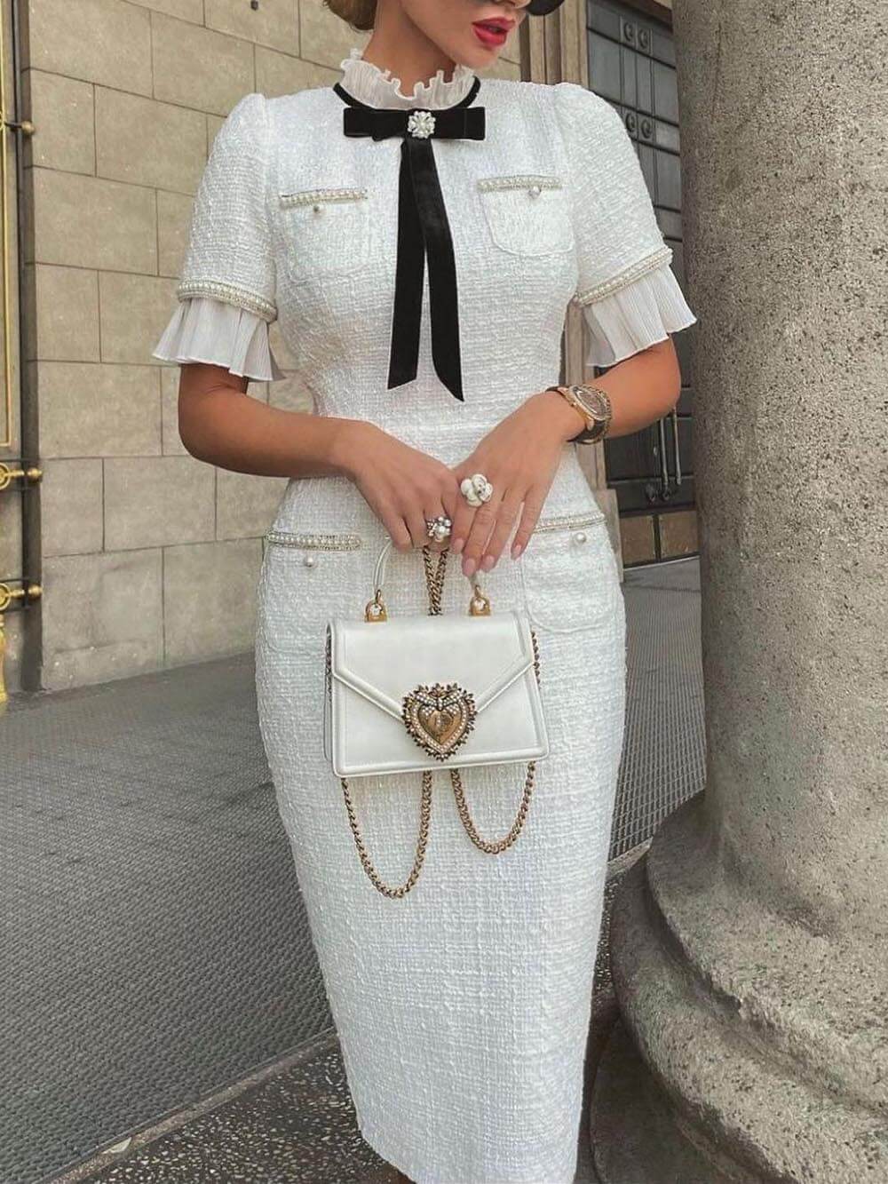 Pascale | Robe À Manches Courtes – Élégance Discrète