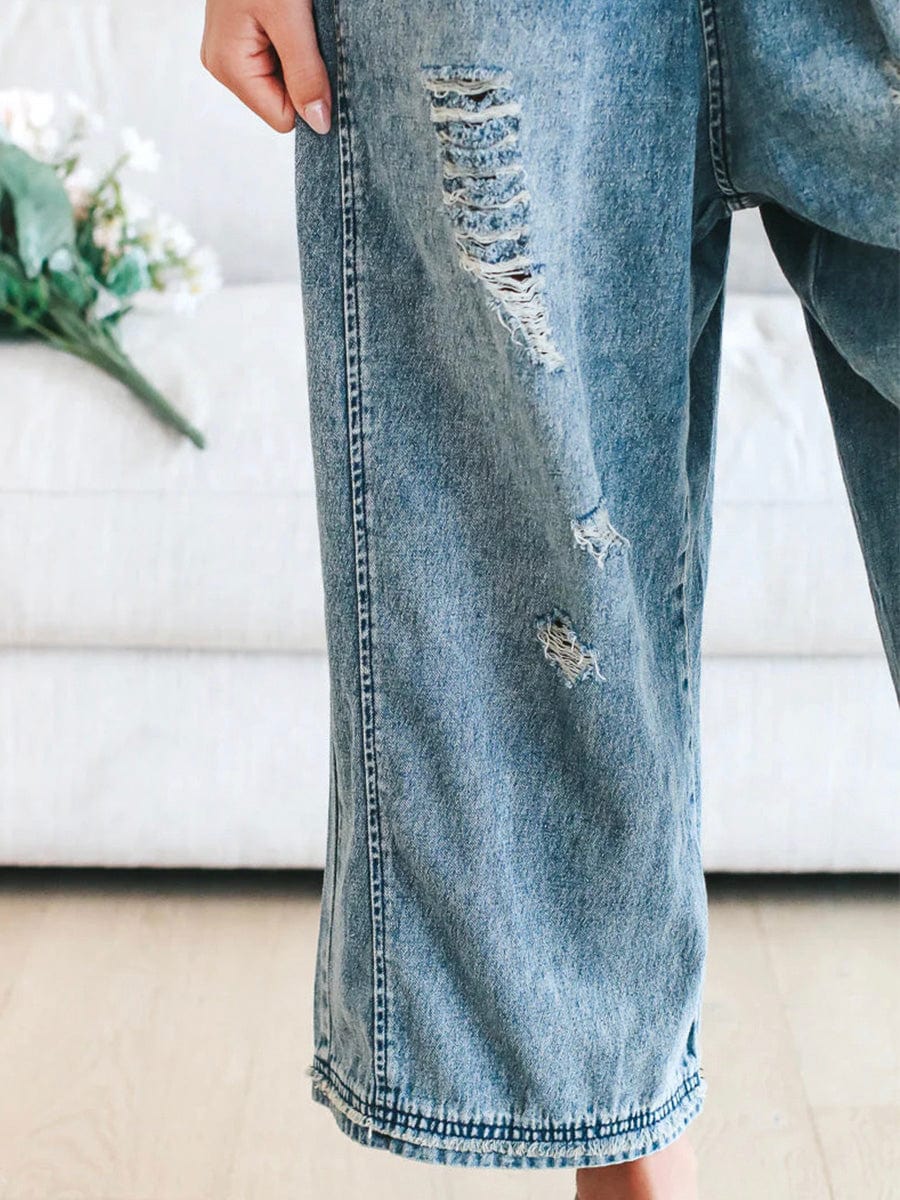 Lucie | Salopetă din denim fără mâneci, lejeră