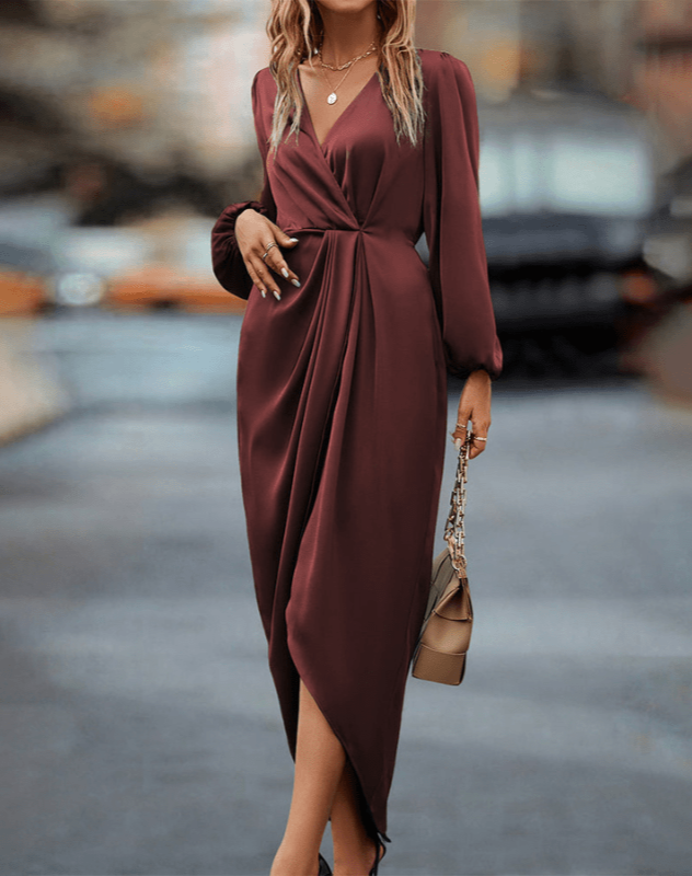 Marguerite | Robe Croisée Chic à Manches Longues