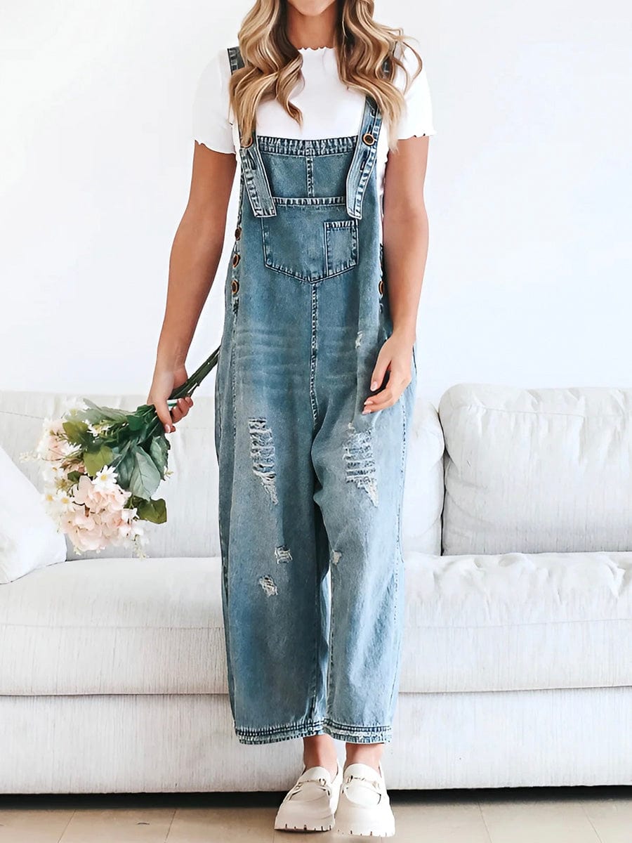 Lucie | Salopetă din denim fără mâneci, lejeră