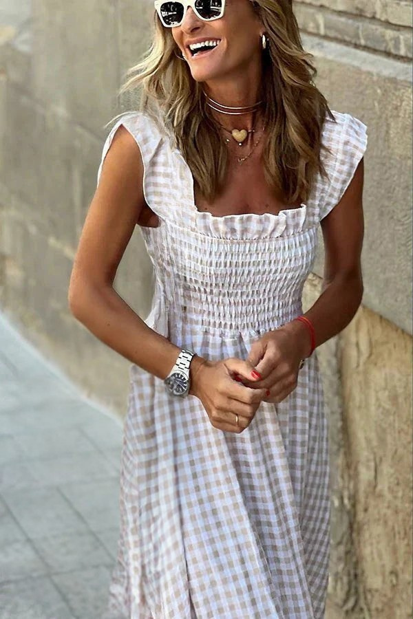 Maud | Robe à Carreaux Cintrée