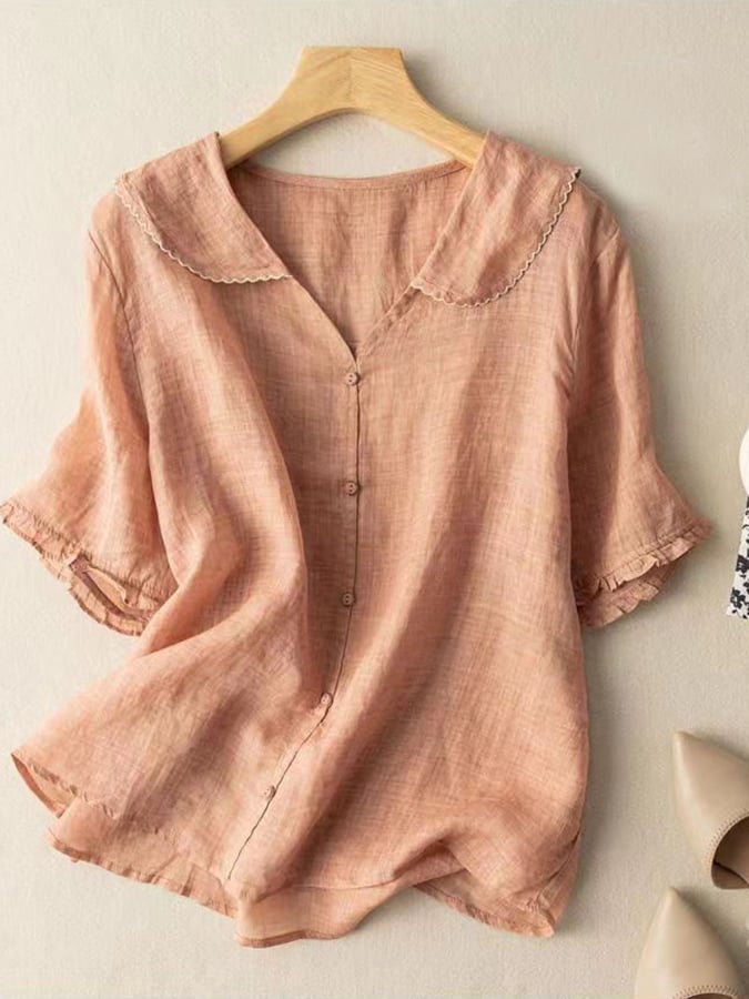 Perla | Elegant Short Shirt – Retro Style and Delicate Details