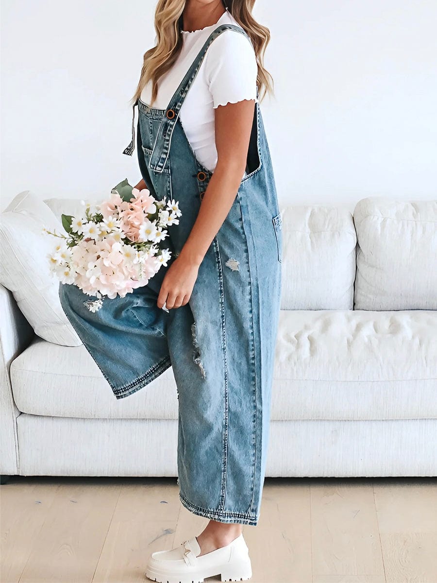 Lucie | Salopetă din denim fără mâneci, lejeră