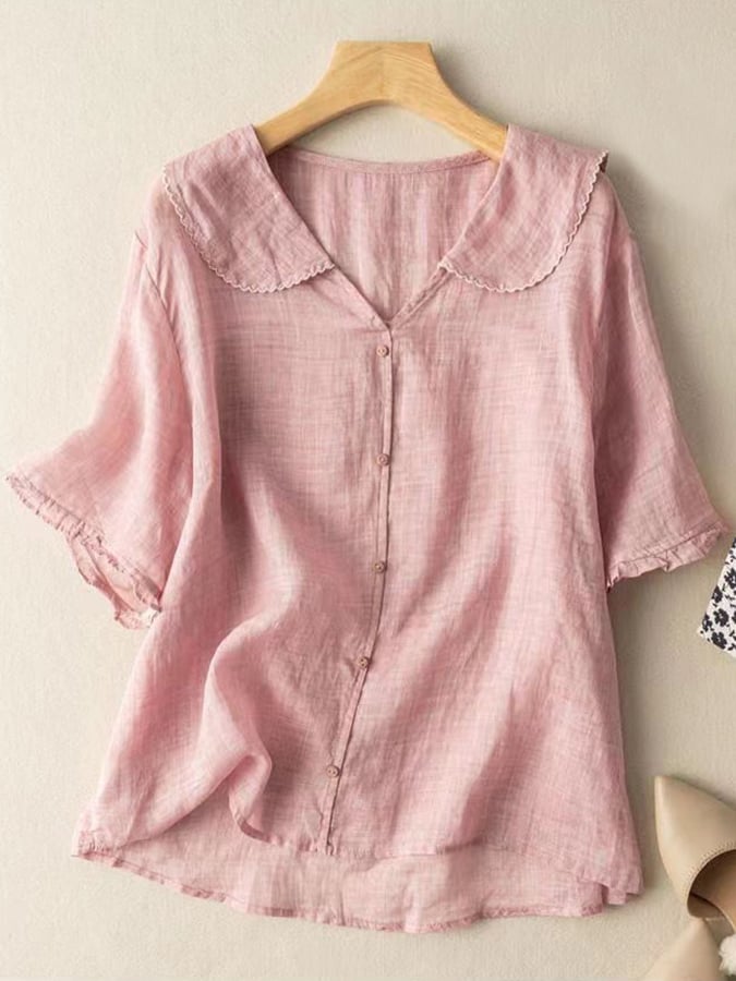 Perla | Elegant Short Shirt – Retro Style and Delicate Details