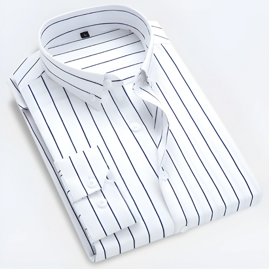 Idriss | Chemise à Rayures Fines – Coupe Ajustée & Style Polyvalent