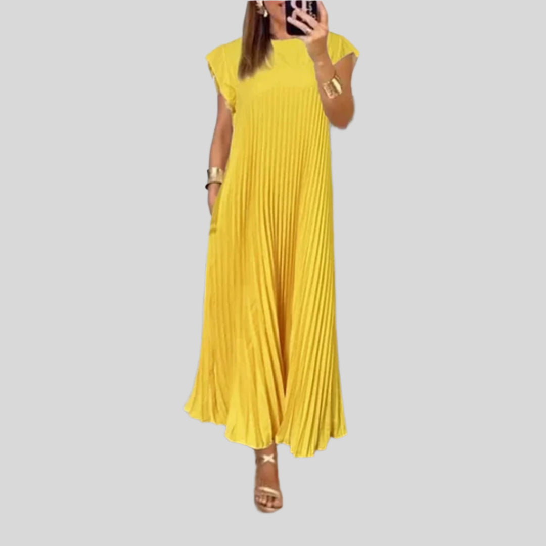 Léna | Rochie Plisată Fluidă cu Croi Elegant 