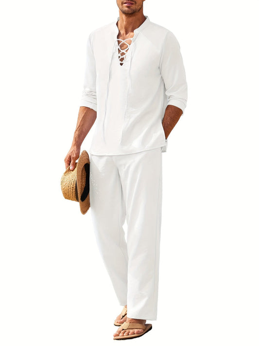 Nicolas | Set Bohème Chic – Hochgeschnittenes Oberteil & Fließende Hose 