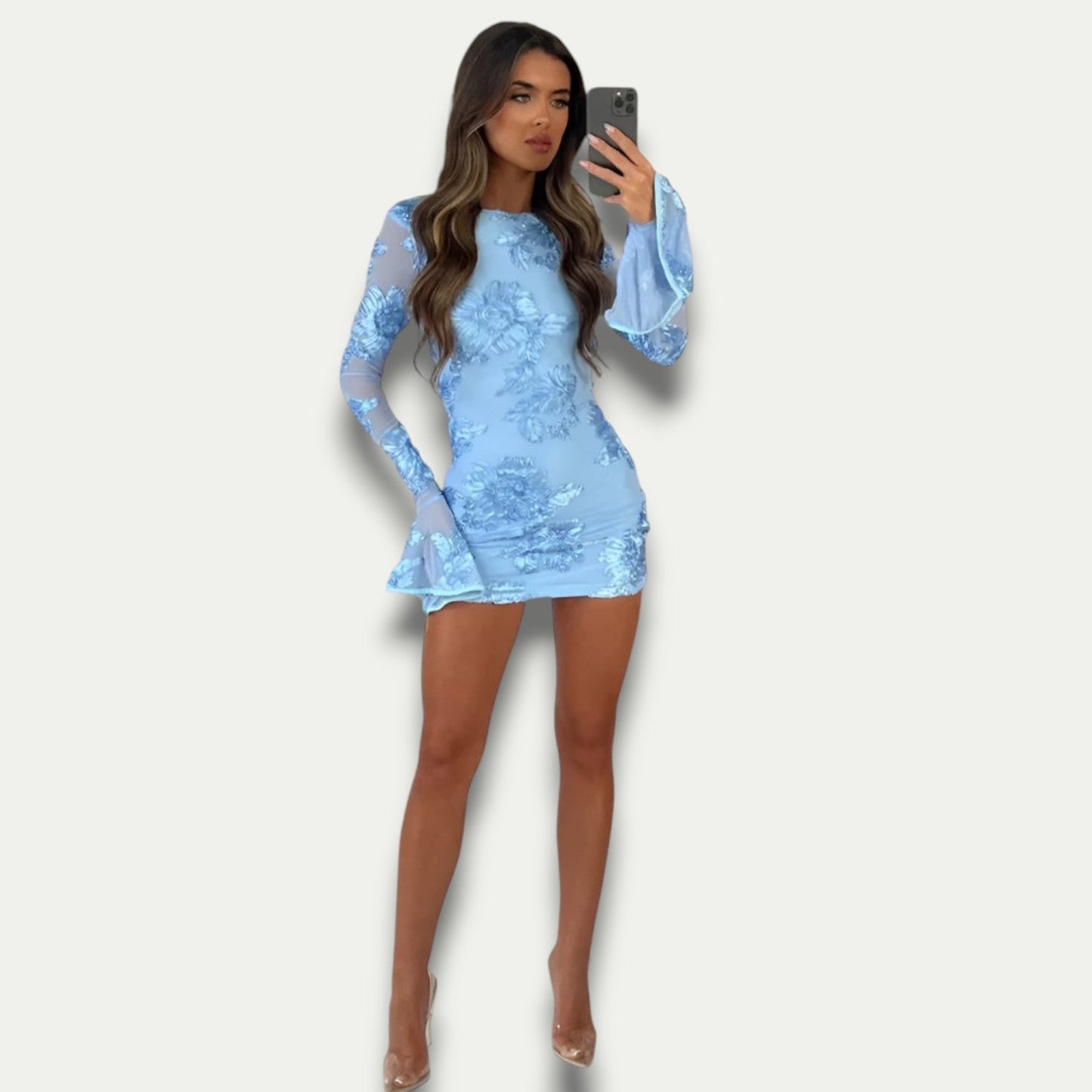 Amaya | Rochie Midi Elegantă – Spate Gol și Detalii Brodate 