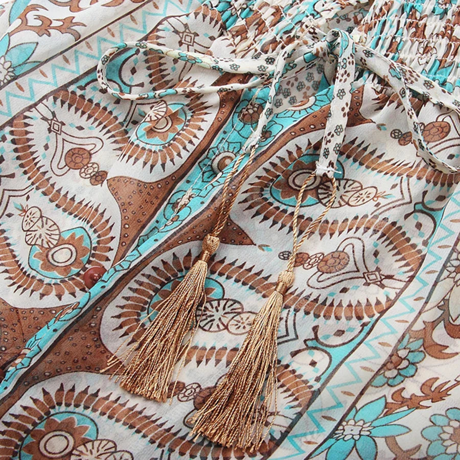 Catherine | Długa Sukienka Boho – Elegancki Wzór i Luźny Krój 