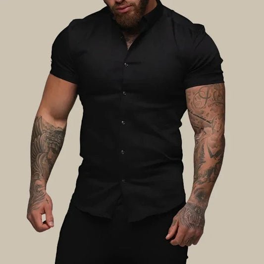 Jean | Chemise Stretch Cintrée Manches Courtes