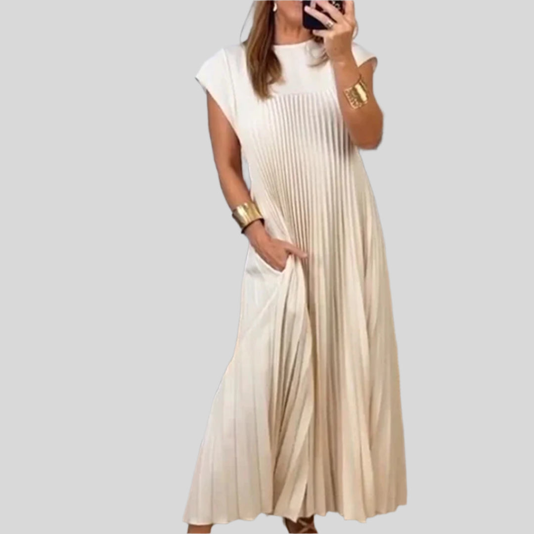 Léna | Rochie Plisată Fluidă cu Croi Elegant 
