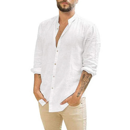 Salim | Men's Long Sleeve Shirt with Mao Collar 