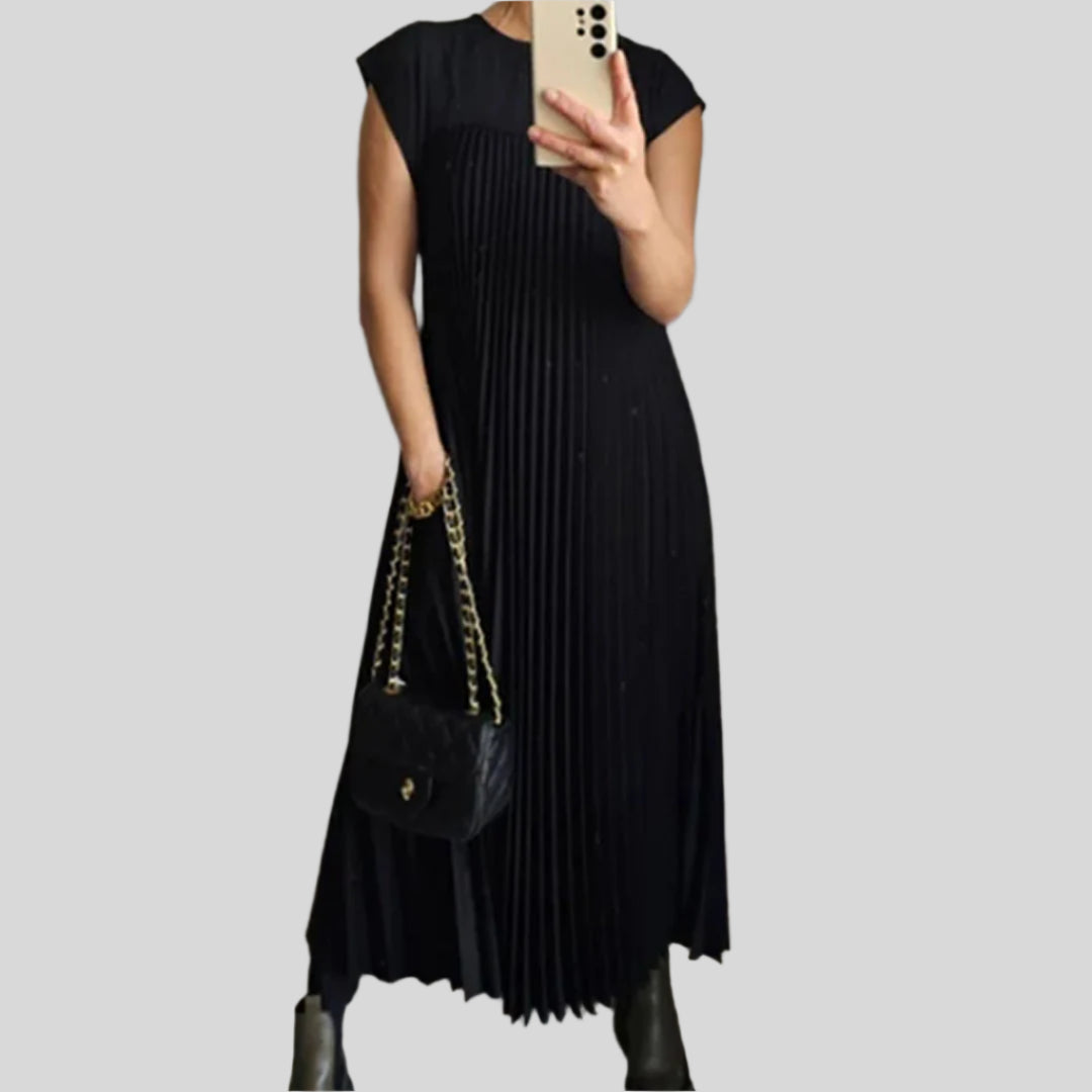 Léna | Rochie Plisată Fluidă cu Croi Elegant 