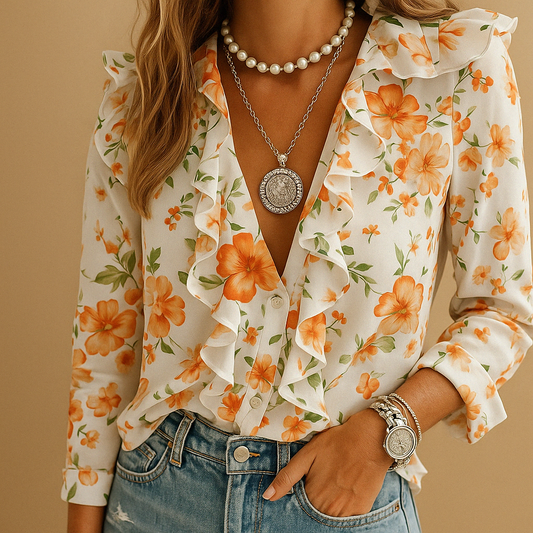 Honorine | Blusa Con Volantes Y Escote Femenino 