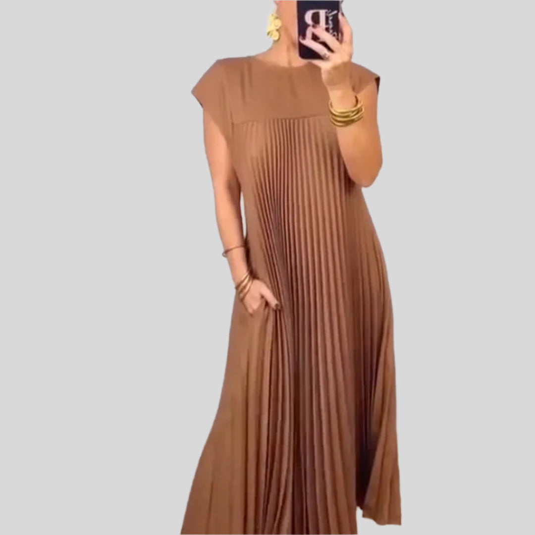 Léna | Rochie Plisată Fluidă cu Croi Elegant 