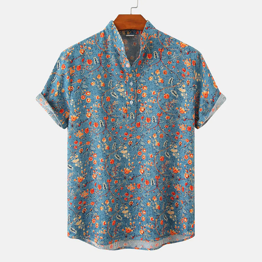 Isaac | Chemise À Manches Courtes Avec Imprimé Floral Et Boutonnière