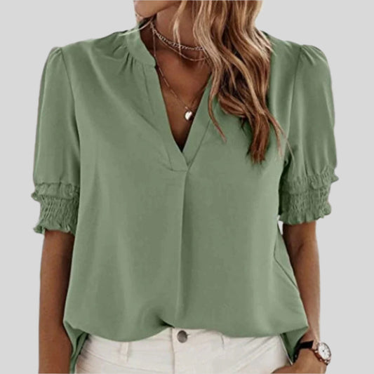 Deborah | Elegante Blouse met Gerimpelde Mouwen 